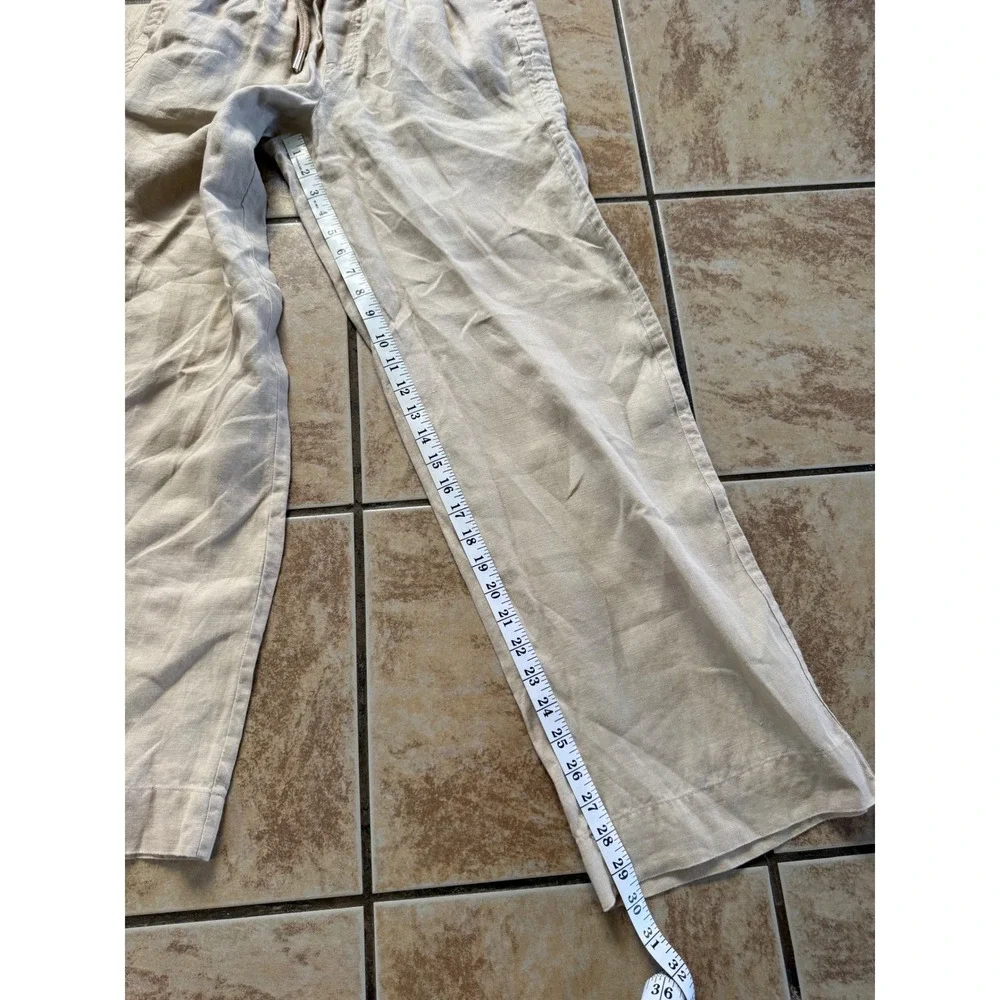 Quince 100% European Linen Wide Leg Pants Driftwood Beige Size Small